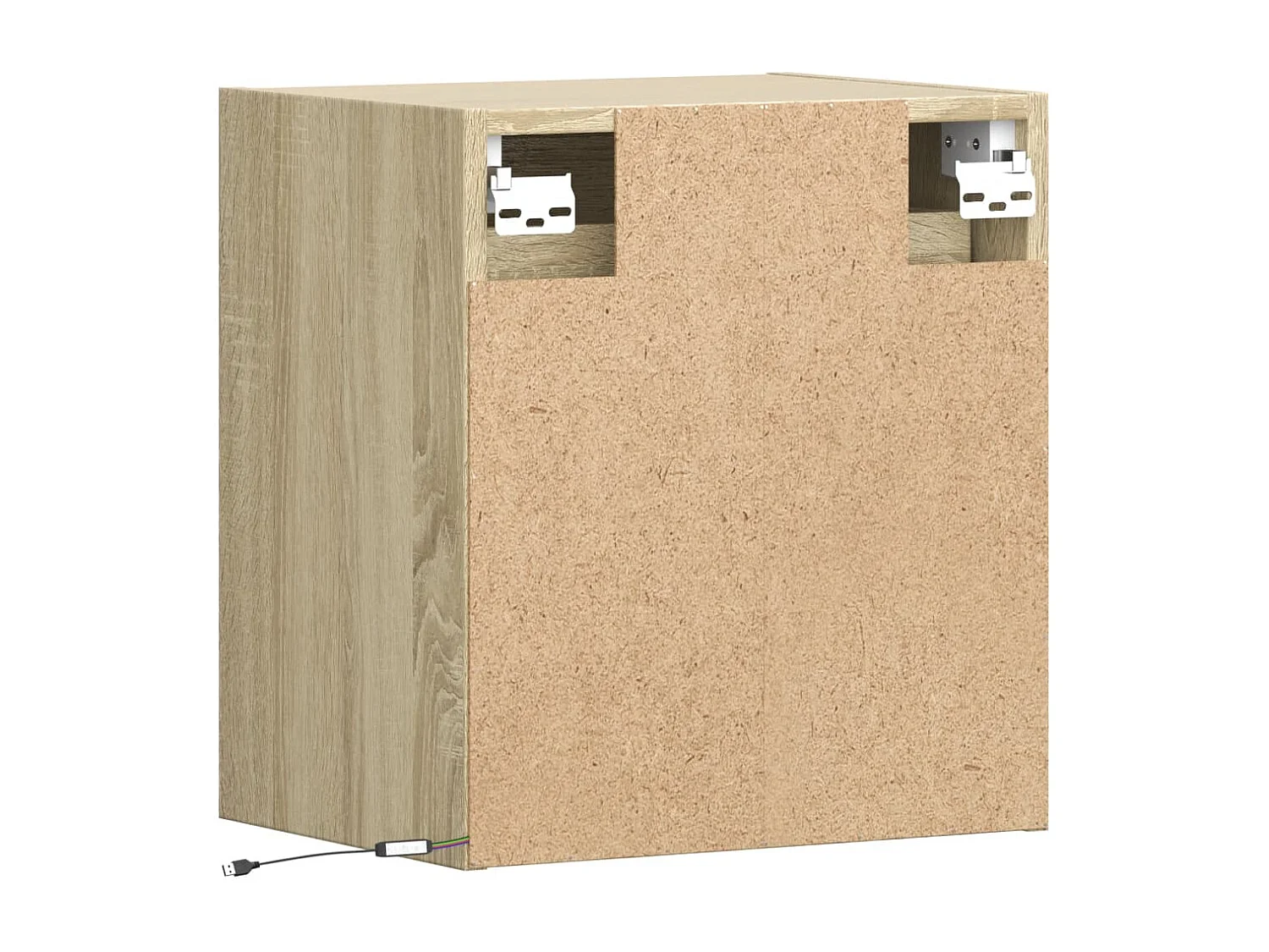 Mesita de noche | Mesilla de noche de pared con luces LED roble Sonoma