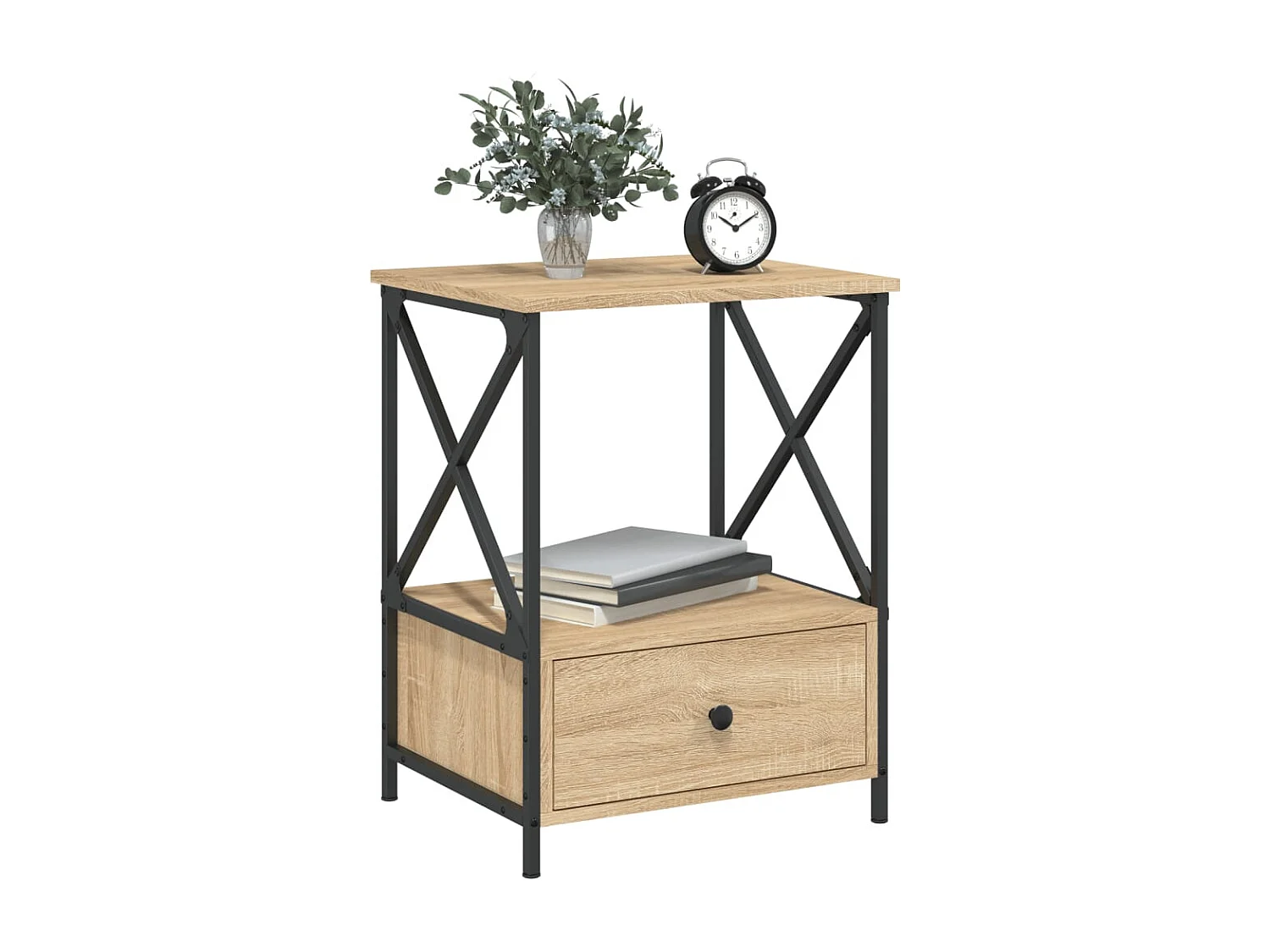 Nachttisch 2er Set-Beistelltisch-Nachttischkommode Sonoma-Eiche 50x41x65 cm Holzwerkstoff SHL30750