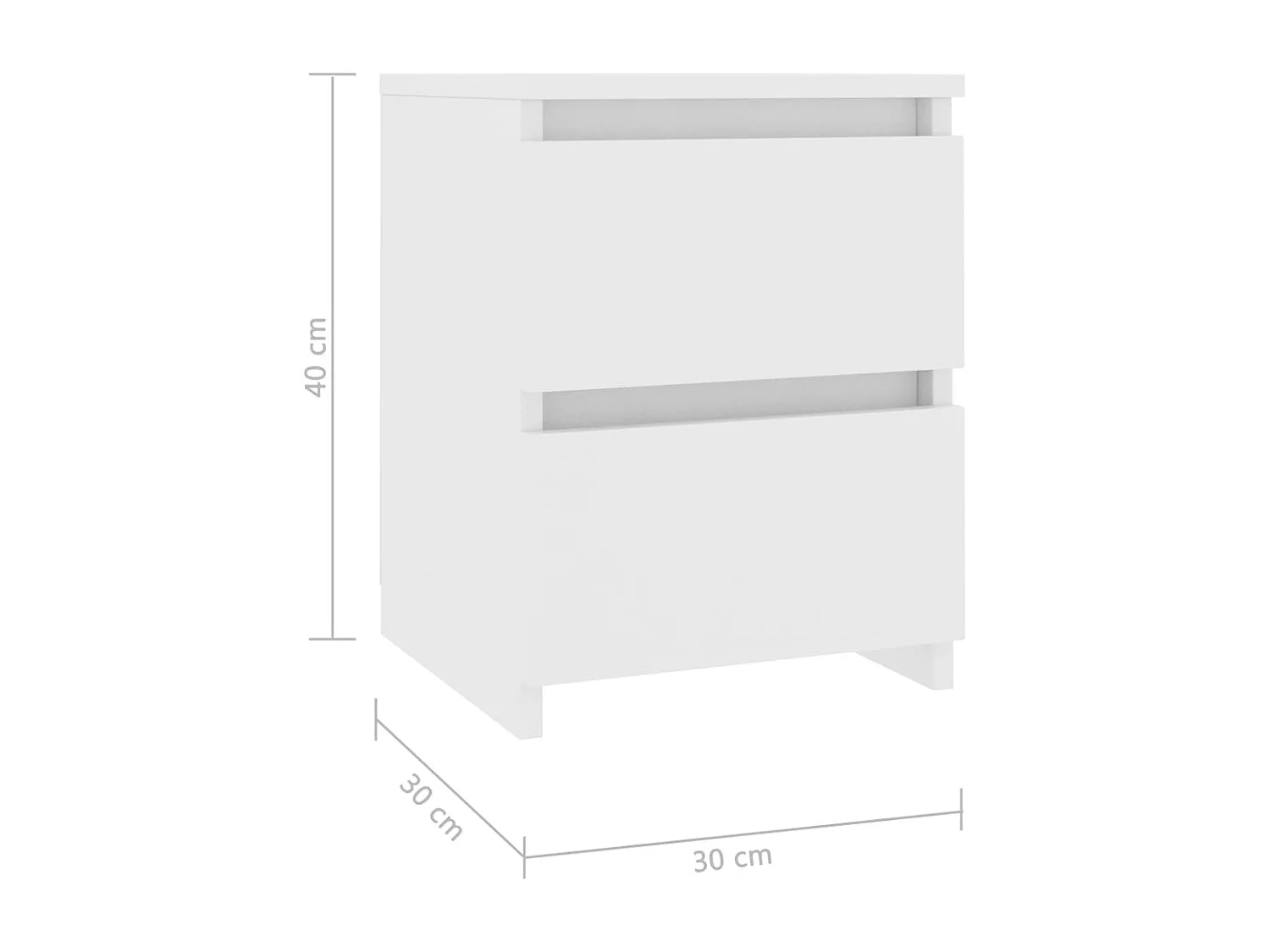 Nachttisch 2er Set-Beistelltisch Weiß 30x30x40 cm Holzwerkstoff SHL53644