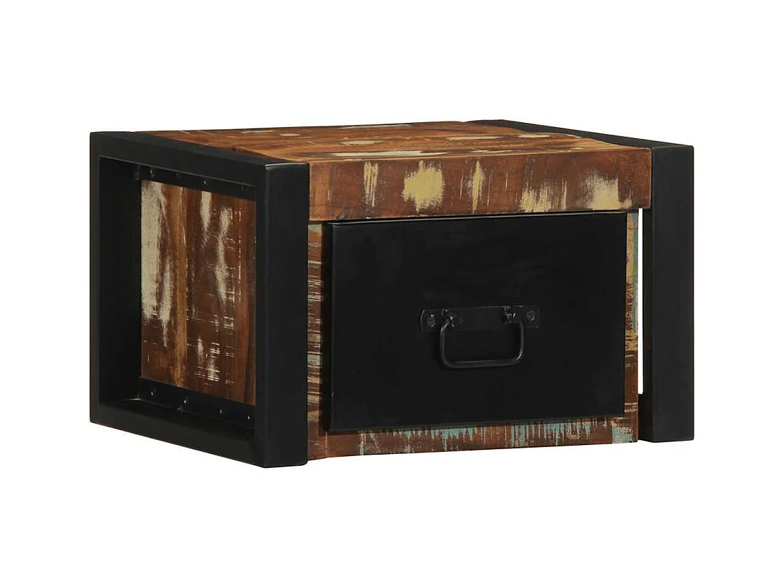 Mesillas de noche | Mesita de noche multicolor 2 uds 40x35x25 cm madera reciclada