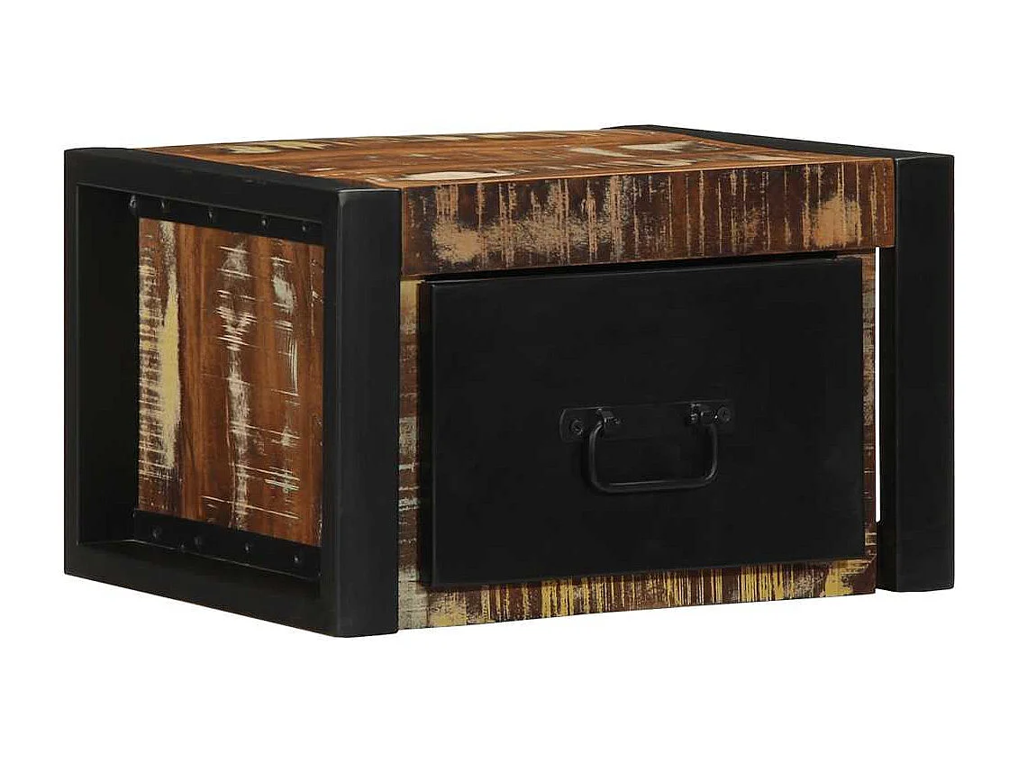 Nachttisch 2er Set-Beistelltisch-Nachttischkommode Mehrfarbig 40x35x25 cm Altholz Massivholz SHL11007