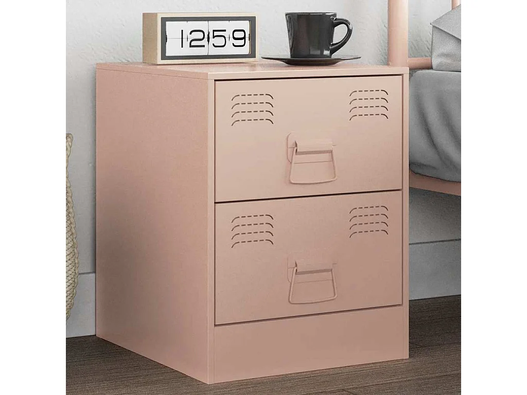 Nachttisch-Beistelltisch-Nachtschrank Rosa 34,5x39x44 cm Stahl SHL66630