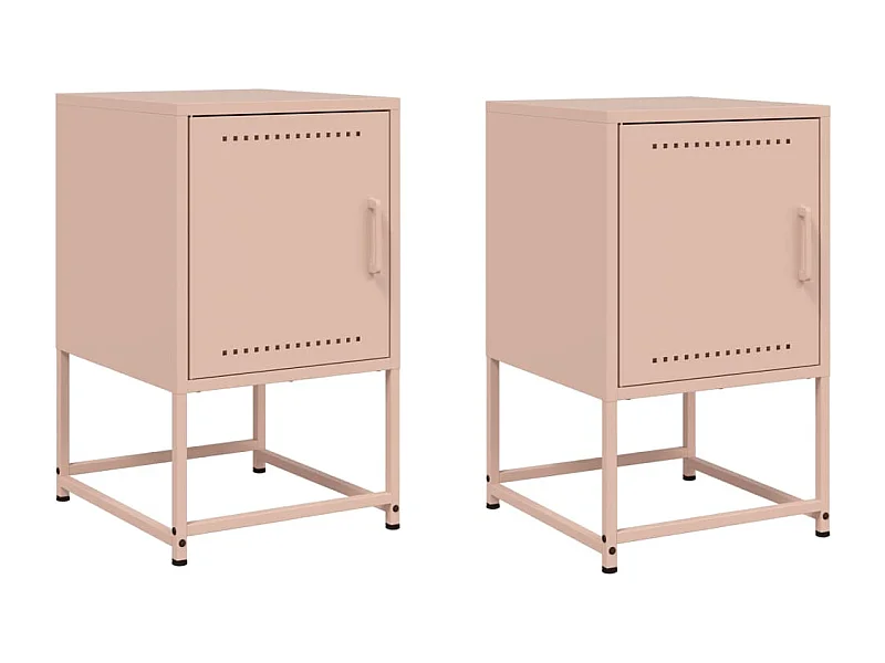 Tables de chevet lot de 2 avec tiroirs rose 36x39x60,5 cm acier