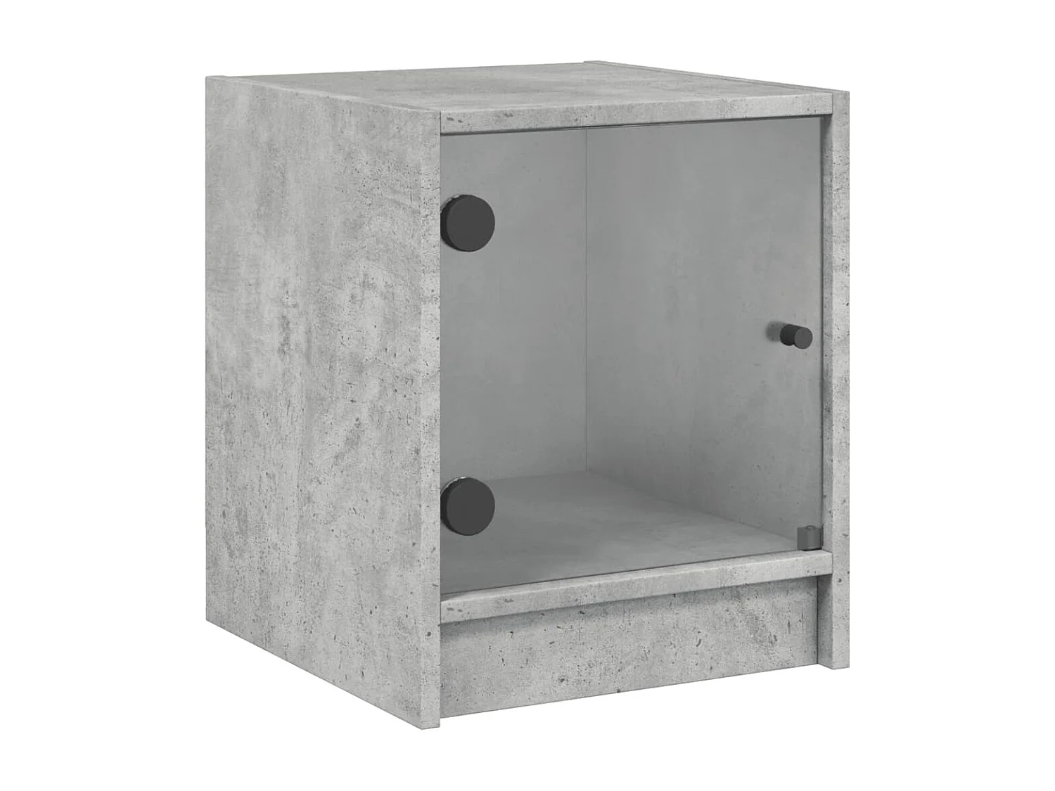 Nachttisch 2er Set-Beistelltisch mit Glastüren Betongrau 35x37x42 cm SHL99689