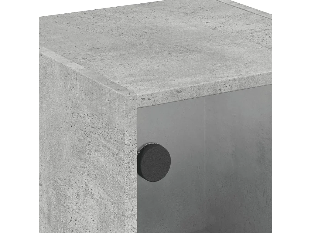 Nachttisch 2er Set-Beistelltisch mit Glastüren Betongrau 35x37x42 cm SHL99689