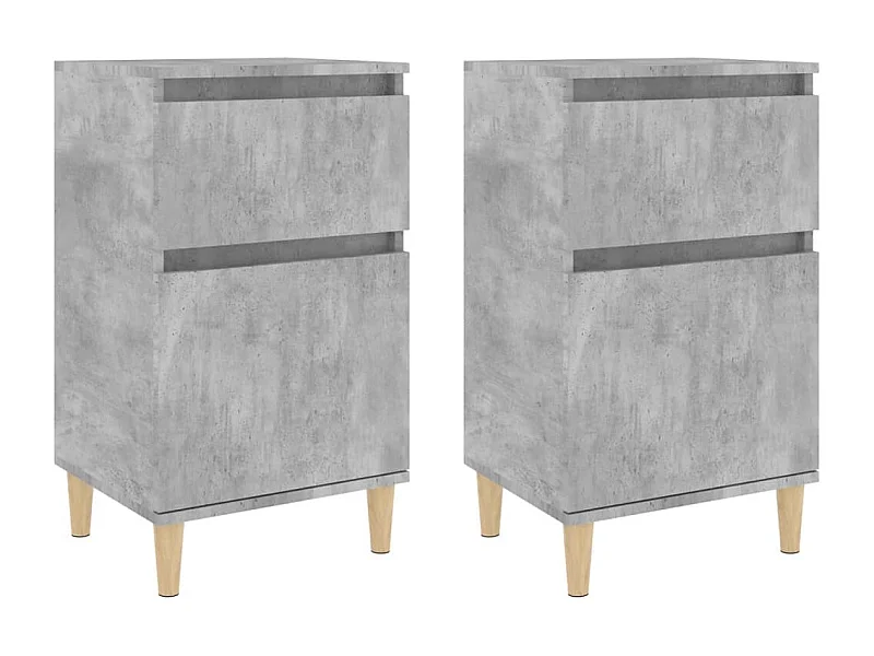 Tables de chevet lot de 2 avec tiroirs gris béton 40x35x70 cm