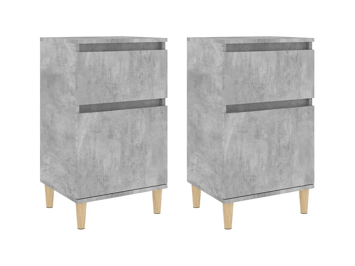 Tables de chevet lot de 2 avec tiroirs gris béton 40x35x70 cm
