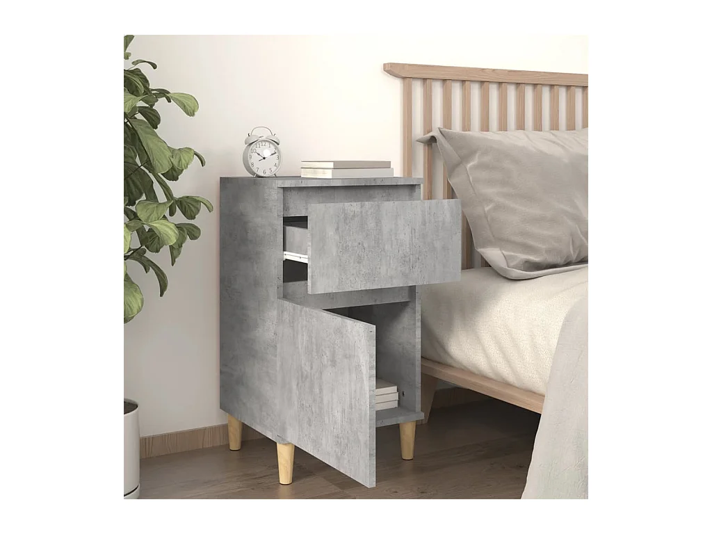 Tables de chevet lot de 2 avec tiroirs gris béton 40x35x70 cm