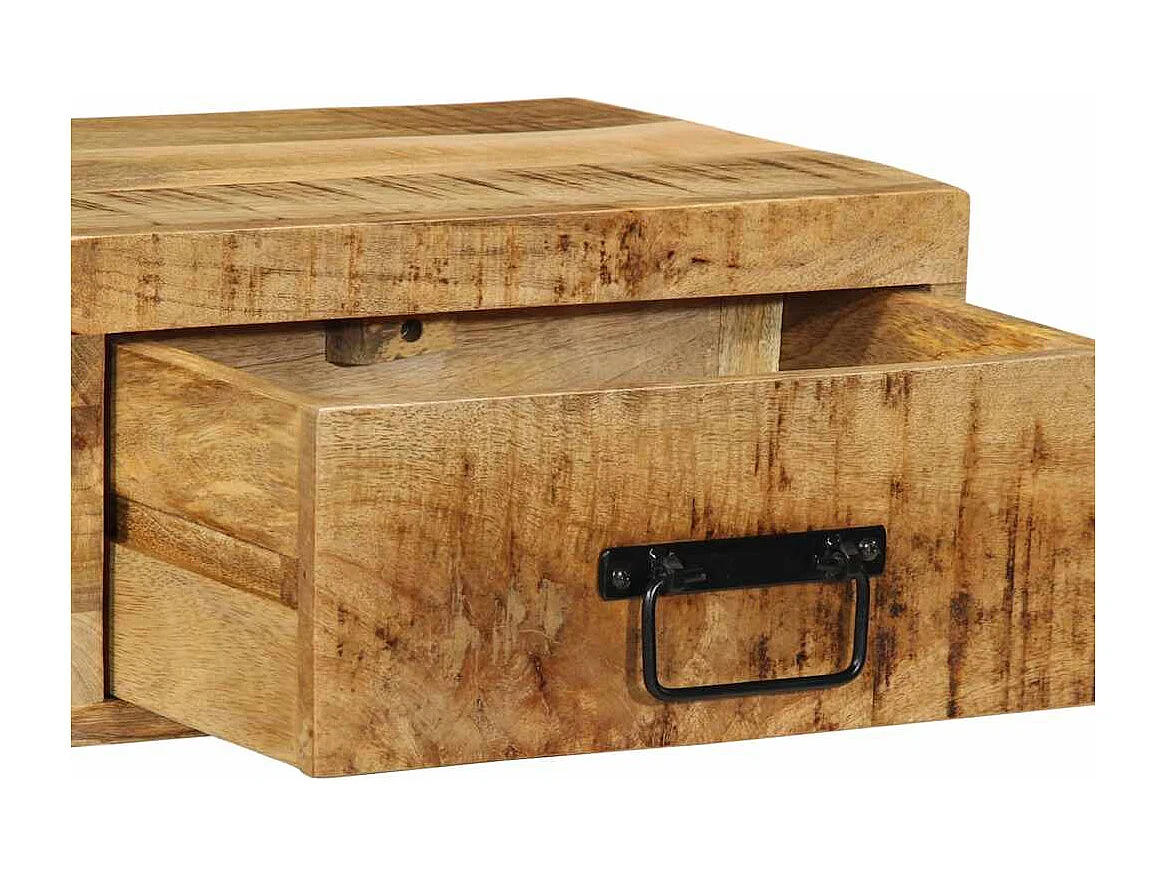 Mesitas de noche | Mesilla de noche de pared 2 uds madera maciza de mango rugosa