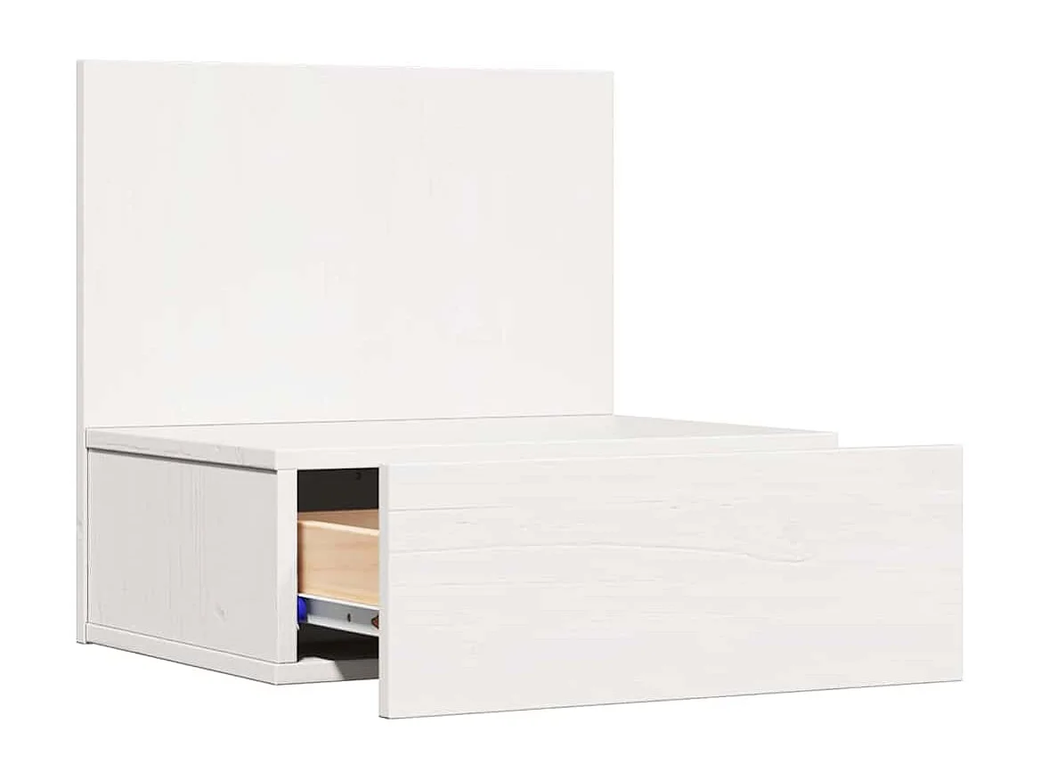 Mesa de Noche | Mesa auxiliar Blanco 42x32.5x40 cm Madera maciza de pino