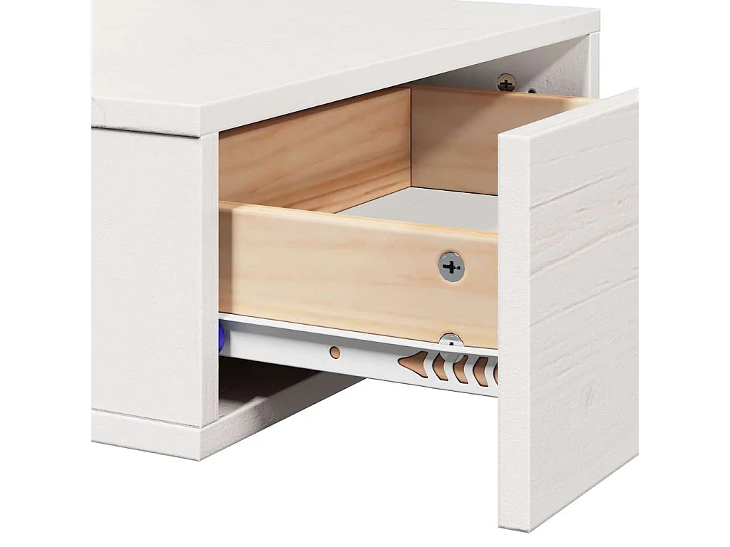 Mesa de Noche | Mesa auxiliar Blanco 42x32.5x40 cm Madera maciza de pino
