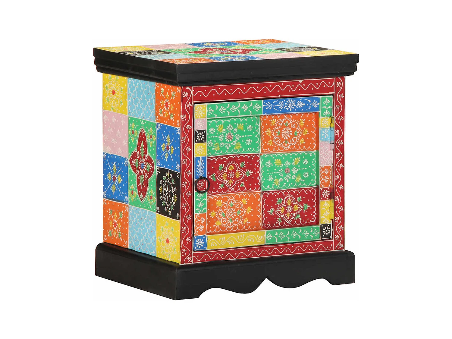 Mesilla de noche | Mesita de noche 2 uds Multicolor 40x35x45cm Madera maciza Mango