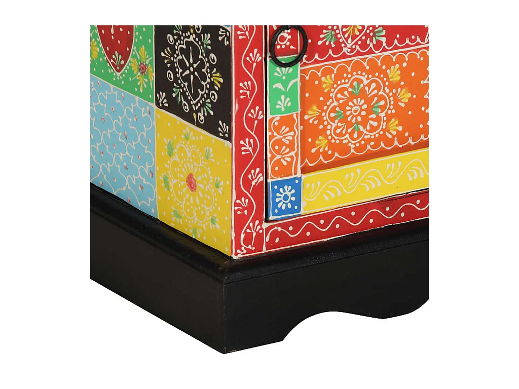 Mesilla de noche | Mesita de noche 2 uds Multicolor 40x35x45cm Madera maciza Mango