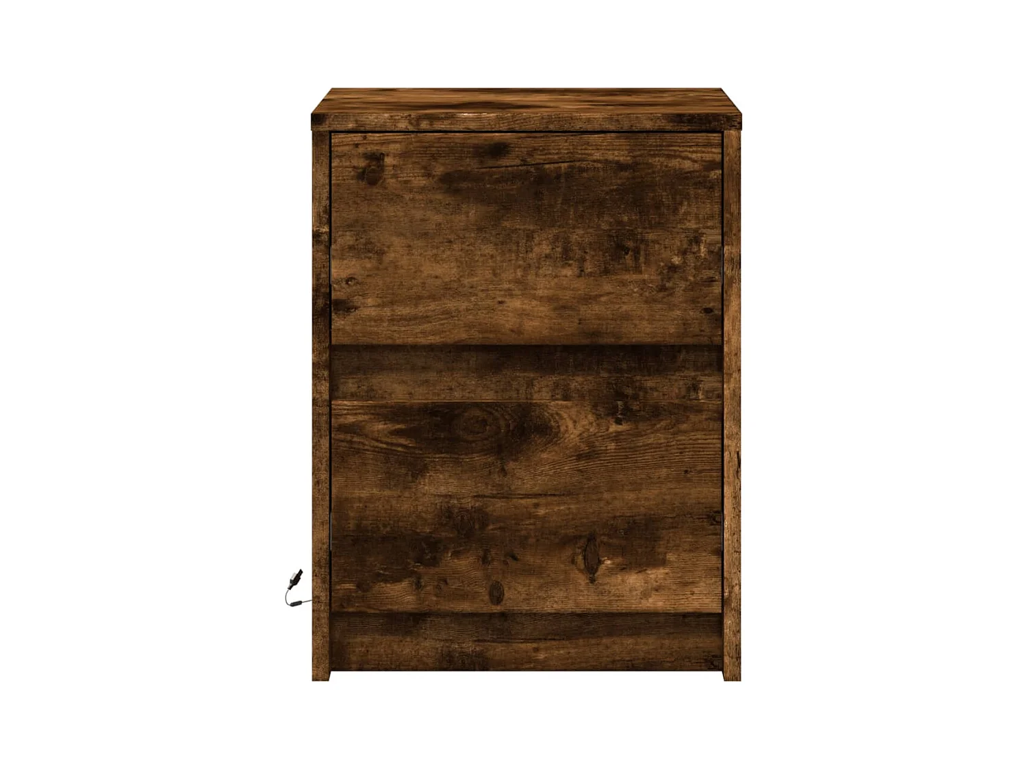 Mesita de noche | Mesilla de noche luces LED 2 uds madera ingeniería roble ahumado