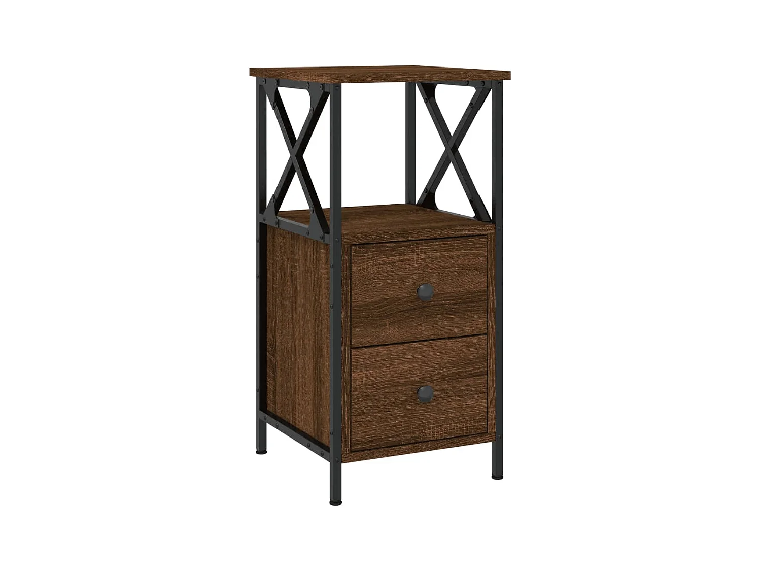 Mesita de noche | Mesilla de noche 2 uds. madera ingeniería marrón roble 34x35,5x70 cm