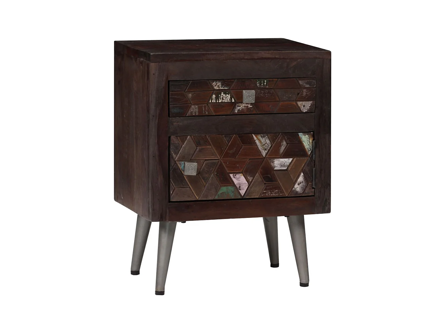 Mesita de noche | Mesilla de noche de madera maciza reciclada 40x30x50 cm