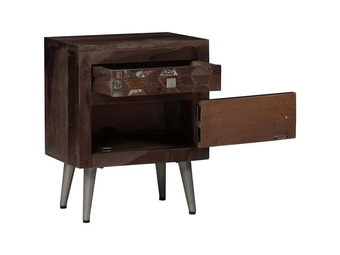 Mesita de noche | Mesilla de noche de madera maciza reciclada 40x30x50 cm