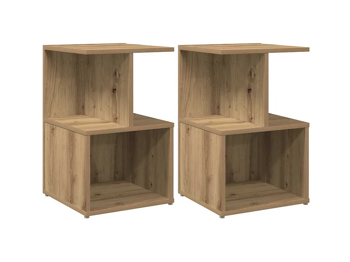 Mesitas de noche | Mesilla de noche 2 uds madera roble artisan 35x35x55 cm