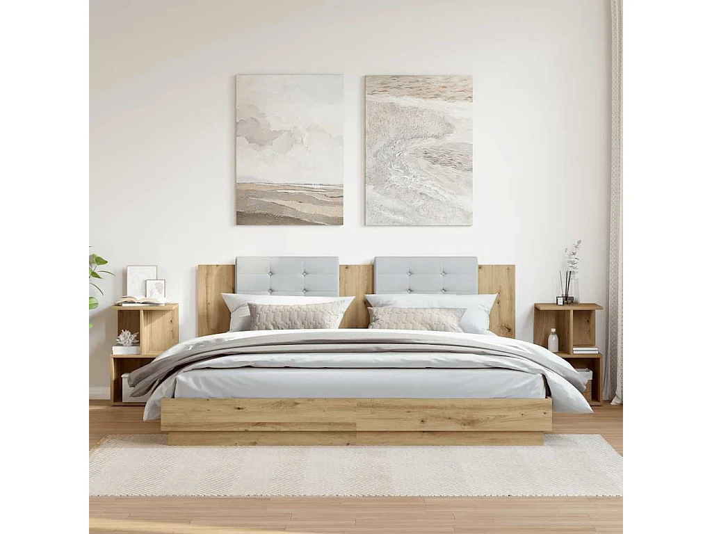 Mesitas de noche | Mesilla de noche 2 uds madera roble artisan 35x35x55 cm