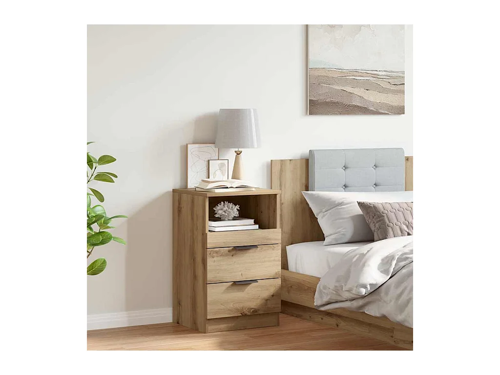 Mesita de noche | Mesilla de noche madera de ingeniería roble artisan 40x36x65 cm