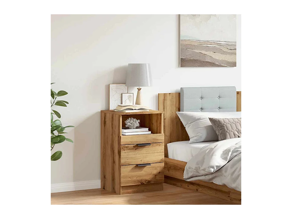 Mesita de noche | Mesilla de noche madera de ingeniería roble artisan 40x36x65 cm
