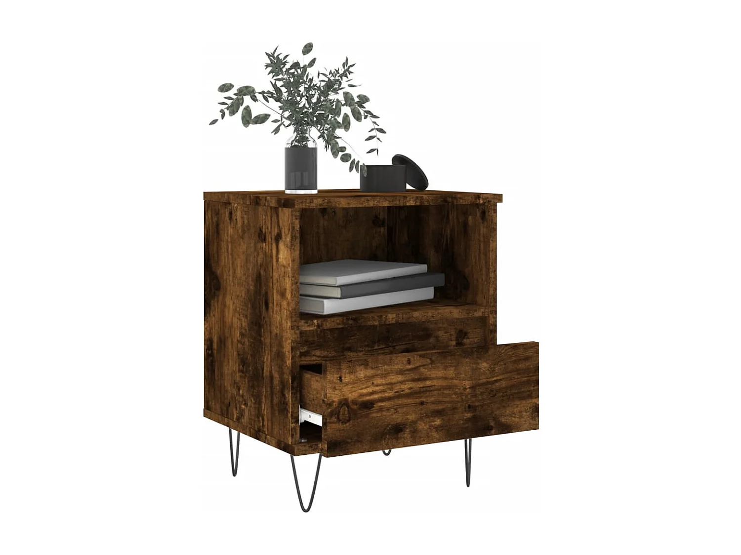 Nachttisch-Beistelltisch Räuchereiche 40x35x50 cm Holzwerkstoff SHL7565