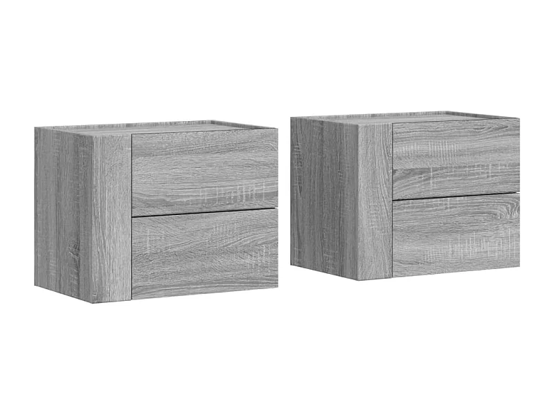 Tables de chevet flottantes lot de 2 avec rangement sonoma gris 45x30x35 cm