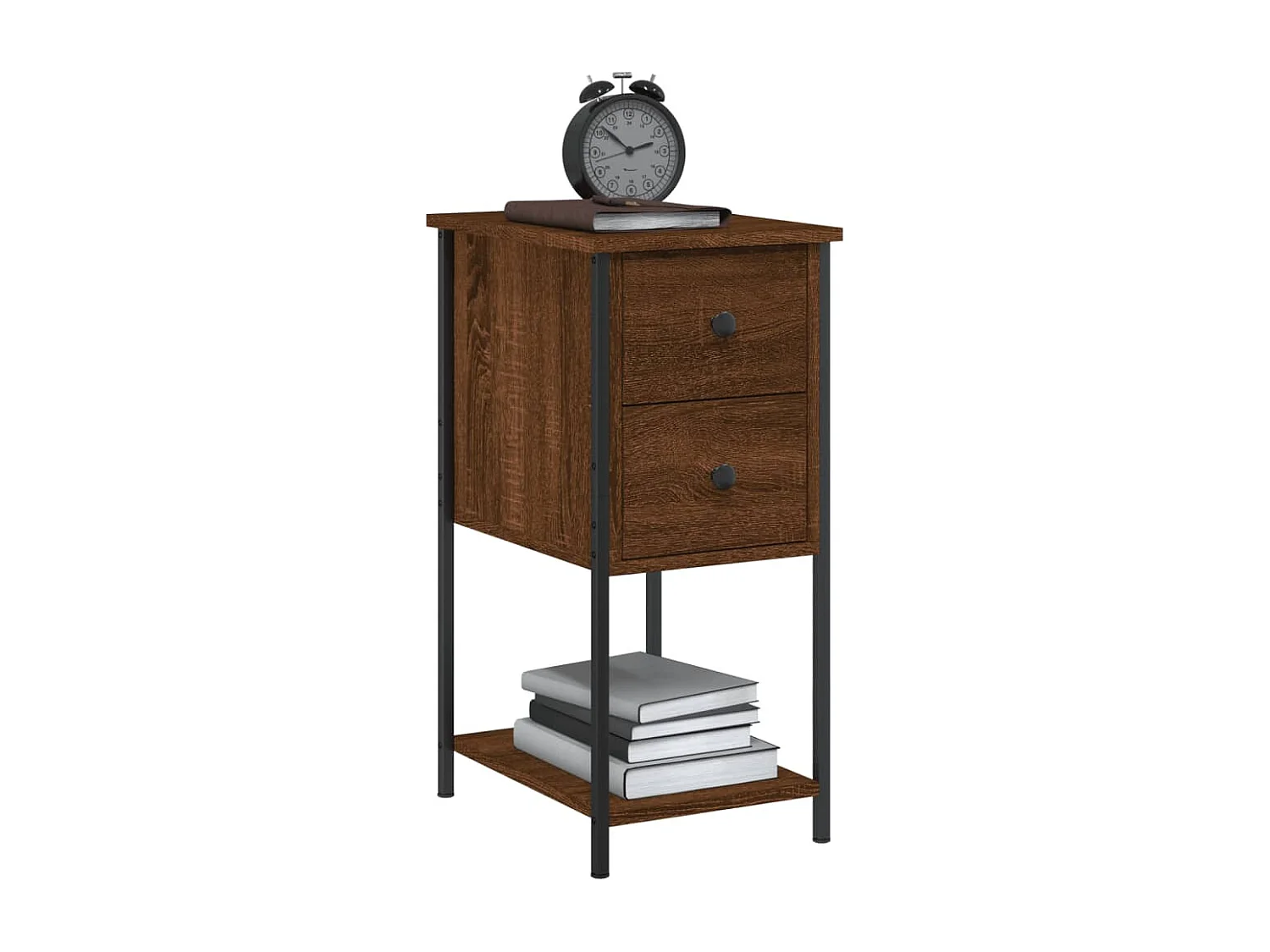 Nachttisch 2er Set-Beistelltisch-Nachttischkommode Braun Eichen-Optik 32x42x70 cm Holzwerkstoff SHL63160