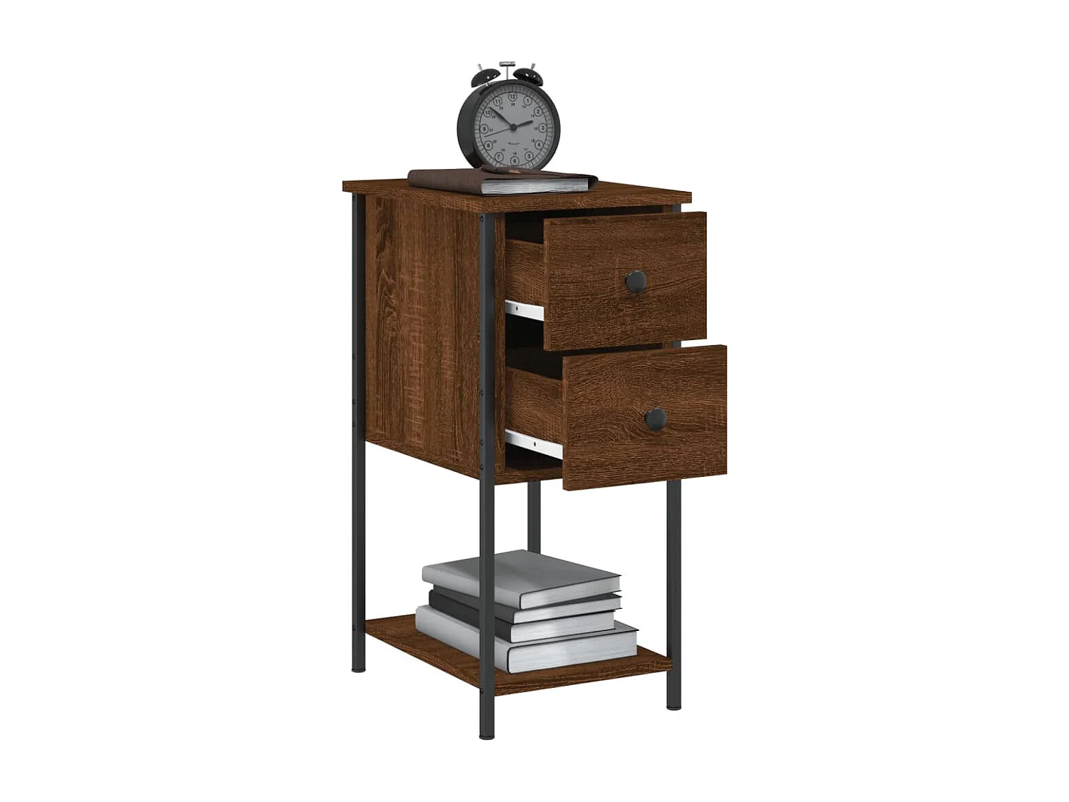 Nachttisch 2er Set-Beistelltisch-Nachttischkommode Braun Eichen-Optik 32x42x70 cm Holzwerkstoff SHL63160