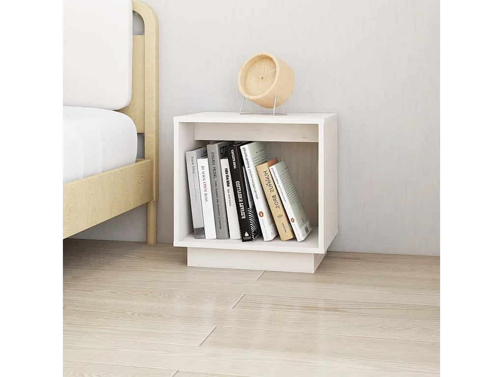 Mesita de noche | Mesilla de noche de madera maciza de pino blanco 40x30x40 cm