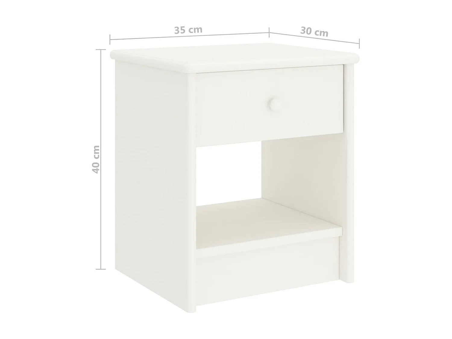 Mesita de noche | Mesilla de noche madera maciza de mango blanco 35x30x40 cm