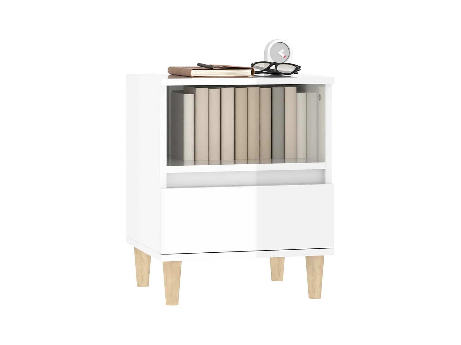 Tables de chevet lot de 2 avec compartiments ouverts Blanc brillant 40x35x50 cm