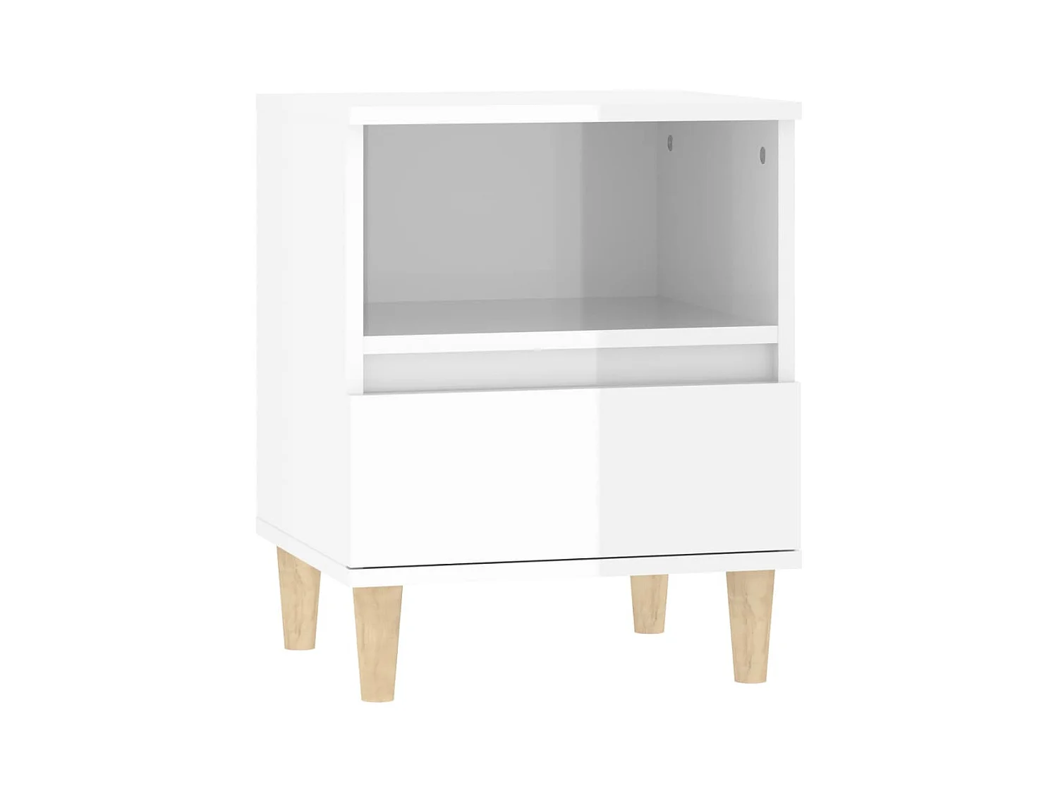 Tables de chevet lot de 2 avec compartiments ouverts Blanc brillant 40x35x50 cm