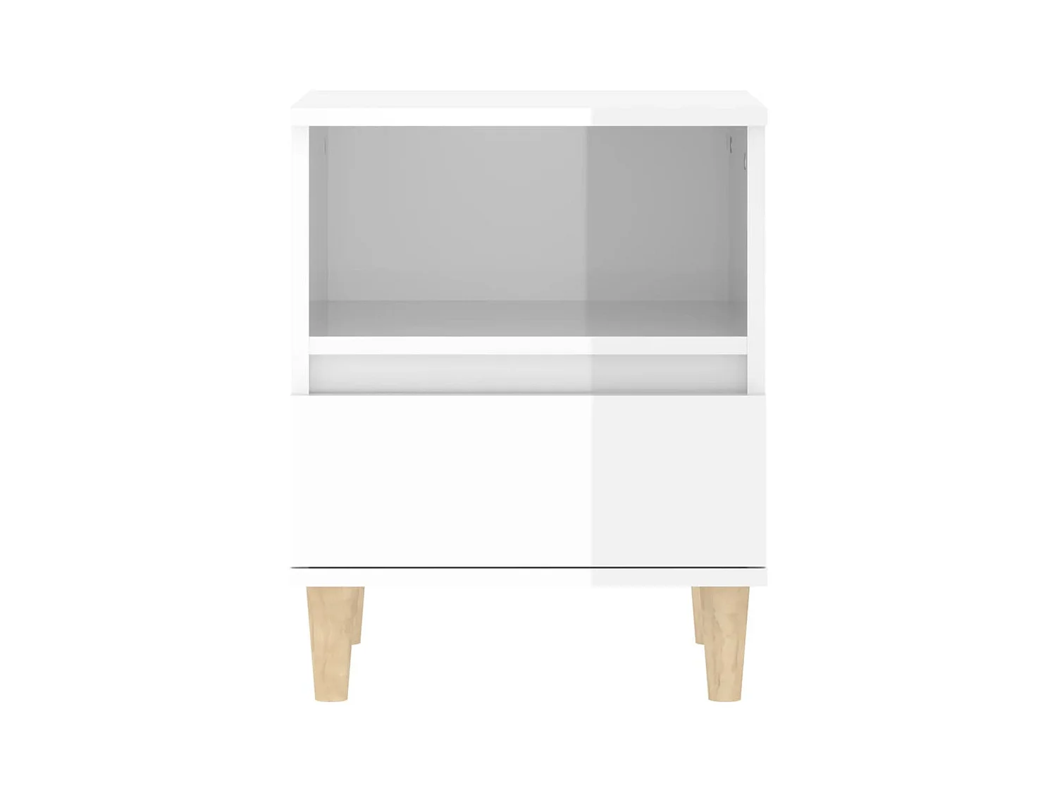 Tables de chevet lot de 2 avec compartiments ouverts Blanc brillant 40x35x50 cm