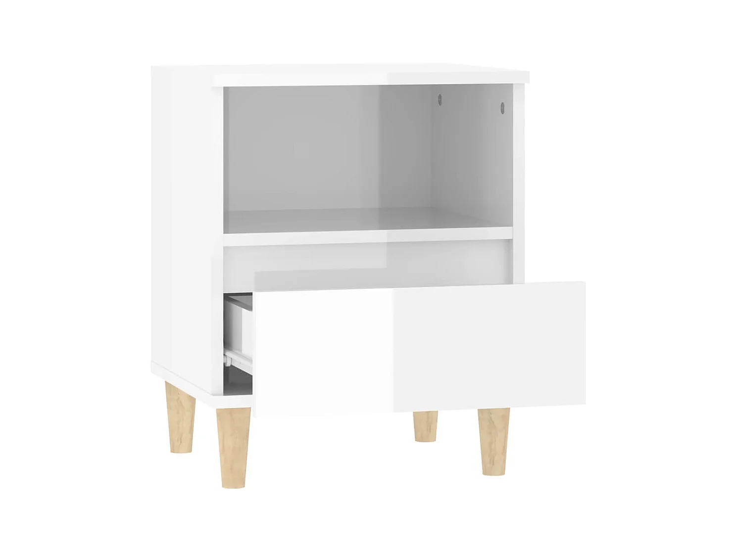 Tables de chevet lot de 2 avec compartiments ouverts Blanc brillant 40x35x50 cm