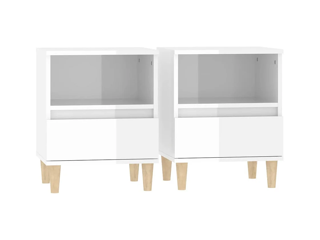 Mesitas de noche | Mesilla de noche 2 unidades blanco brillante 40x35x50 cm