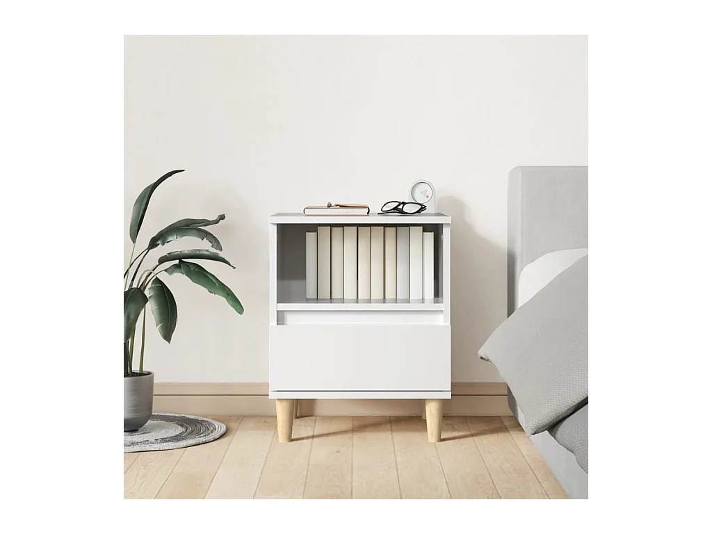 Mesitas de noche | Mesilla de noche 2 unidades blanco brillante 40x35x50 cm