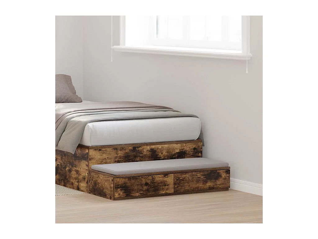 Gavetas de cama com gaveta Carvalho fumado 90x36.5x16.5 cm