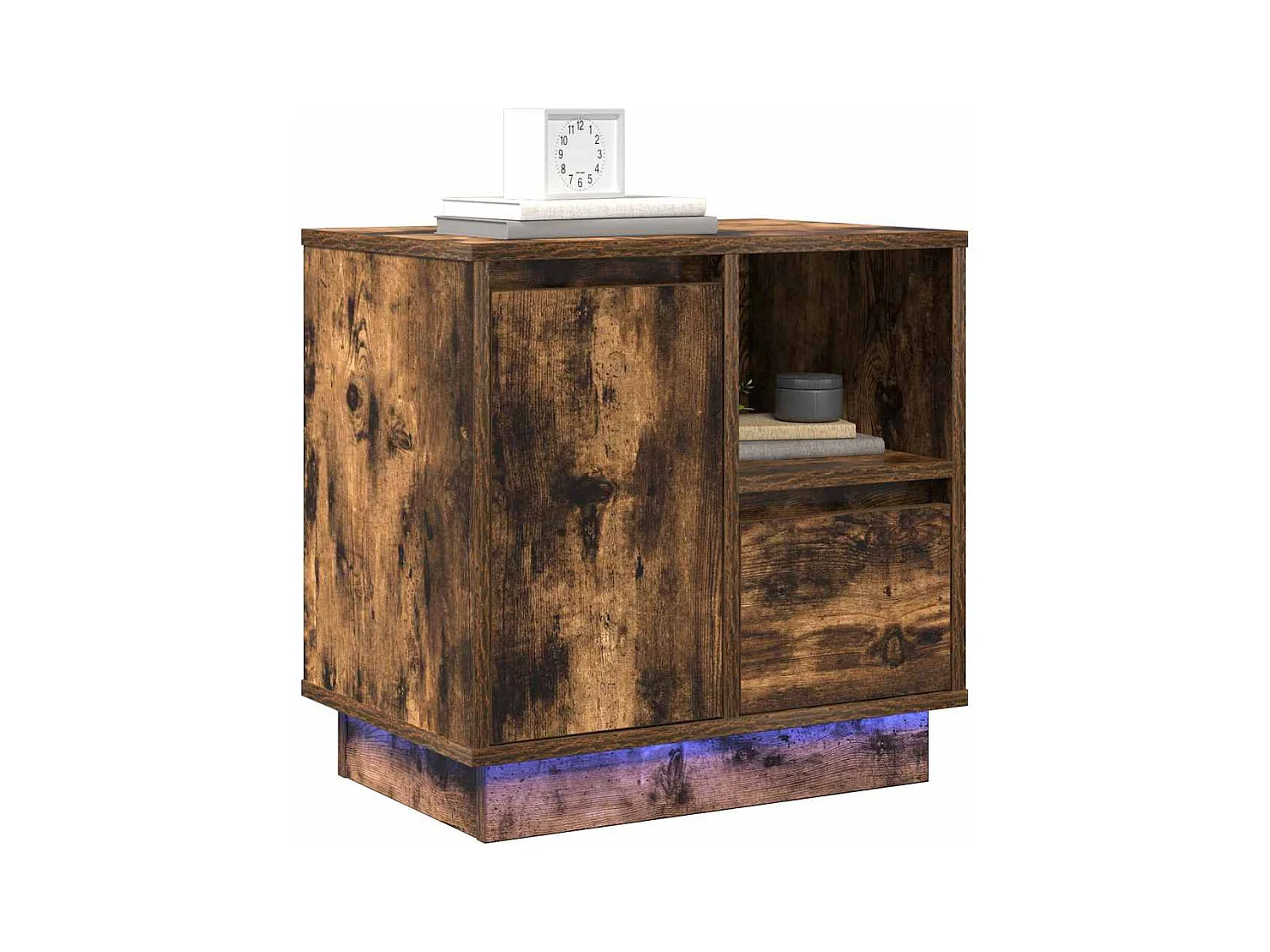 Mesa de Cabeceira Moderna 2 Peças Carvalho fumado 50x34.5x50 cm.