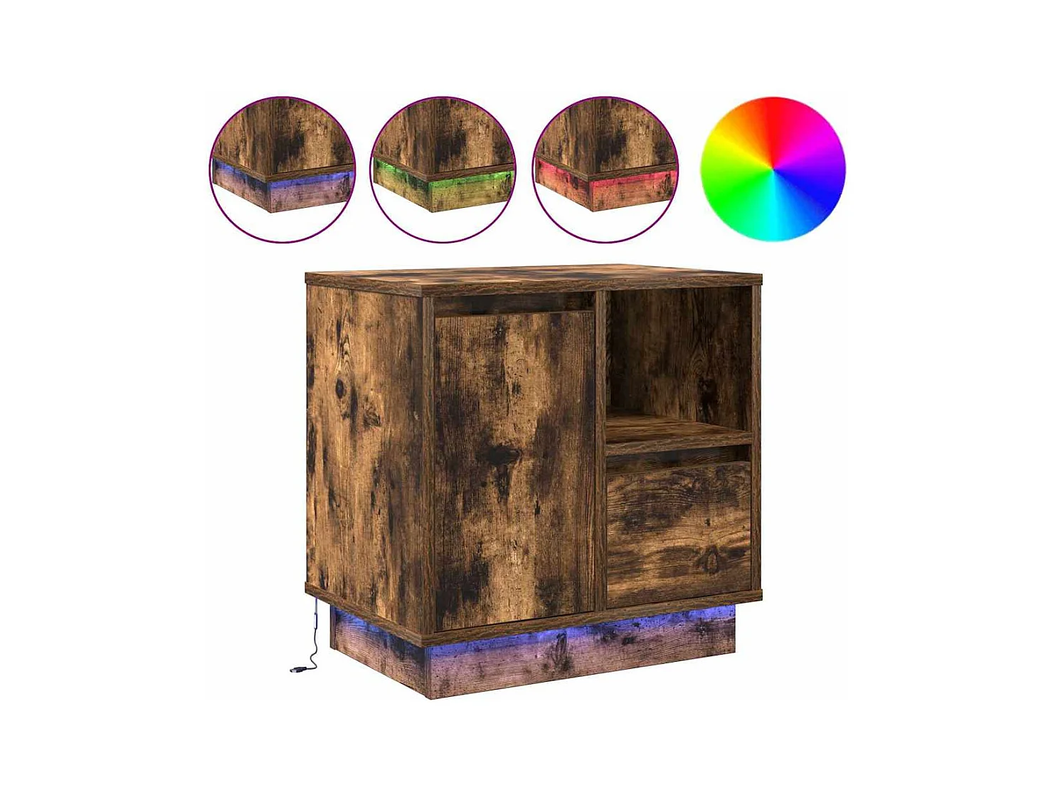 Mesa de Cabeceira Moderna 2 Peças Carvalho fumado 50x34.5x50 cm.