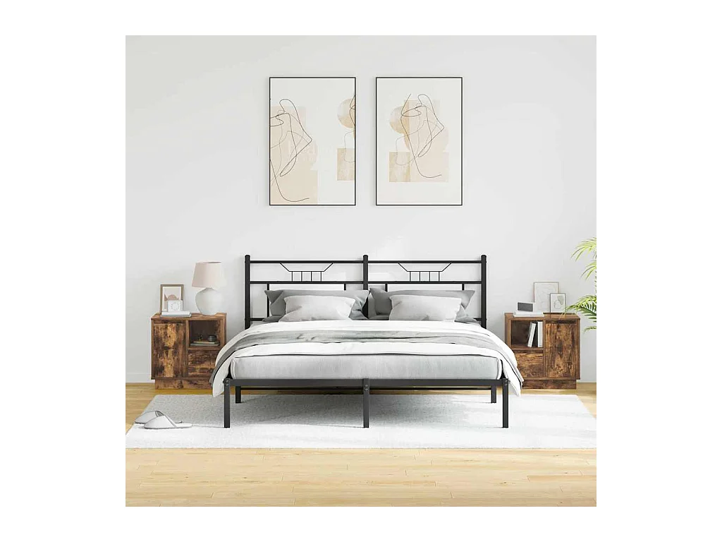 Mesa de Cabeceira Moderna 2 Peças Carvalho fumado 50x34.5x50 cm.