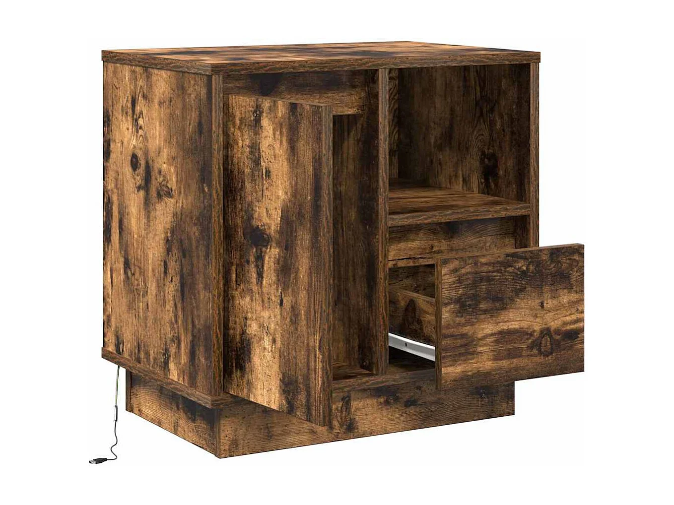 Mesa de Cabeceira Moderna 2 Peças Carvalho fumado 50x34.5x50 cm.