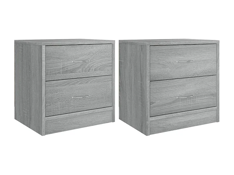 Mesitas de noche | Mesilla de noche 2 uds madera ingeniería gris Sonoma 40x30x40cm