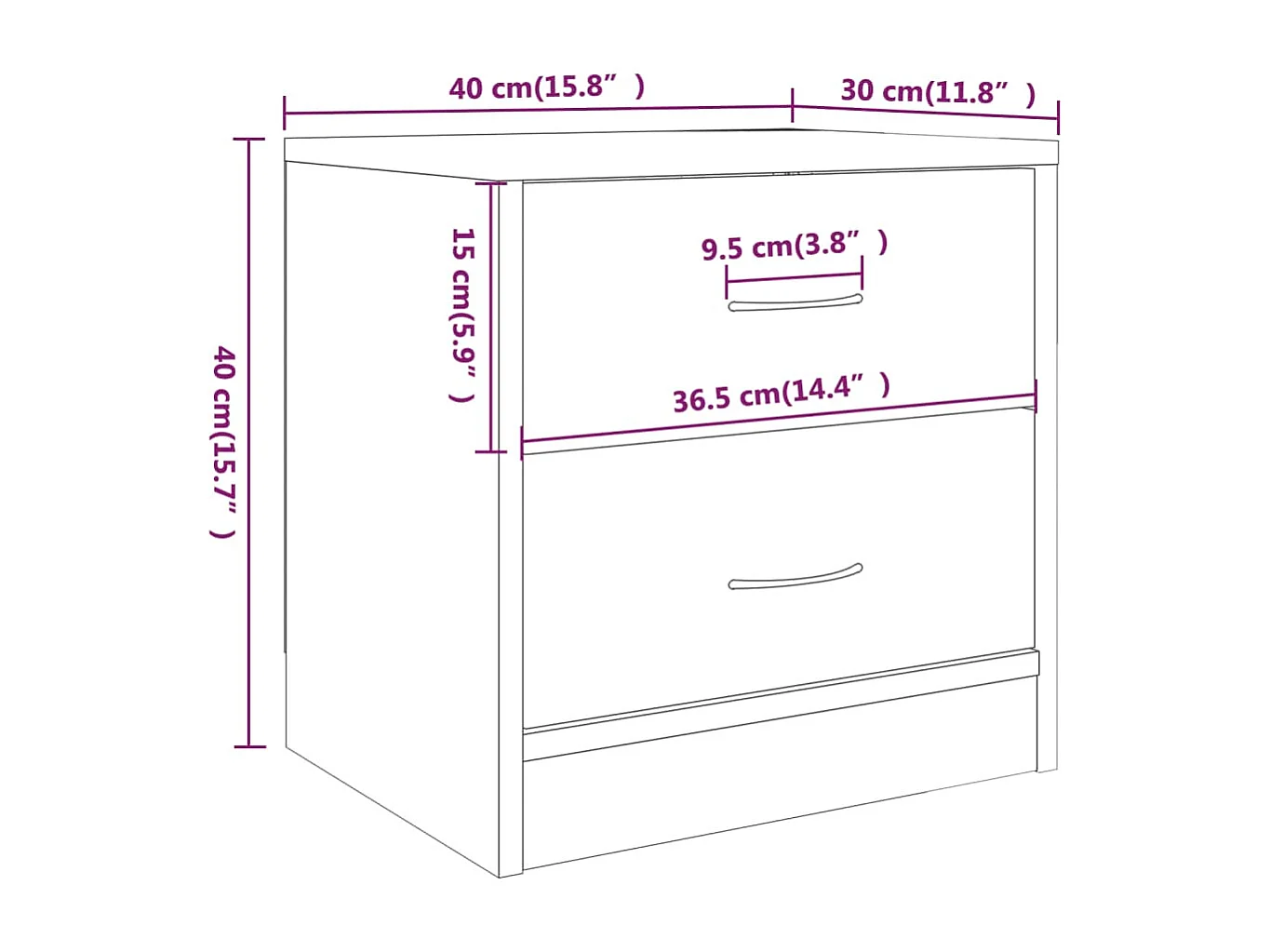 Nachttisch 2er Set-Beistelltisch-Nachttischkommode Grau Sonoma 40x30x40 cm Holzwerkstoff SHL35354