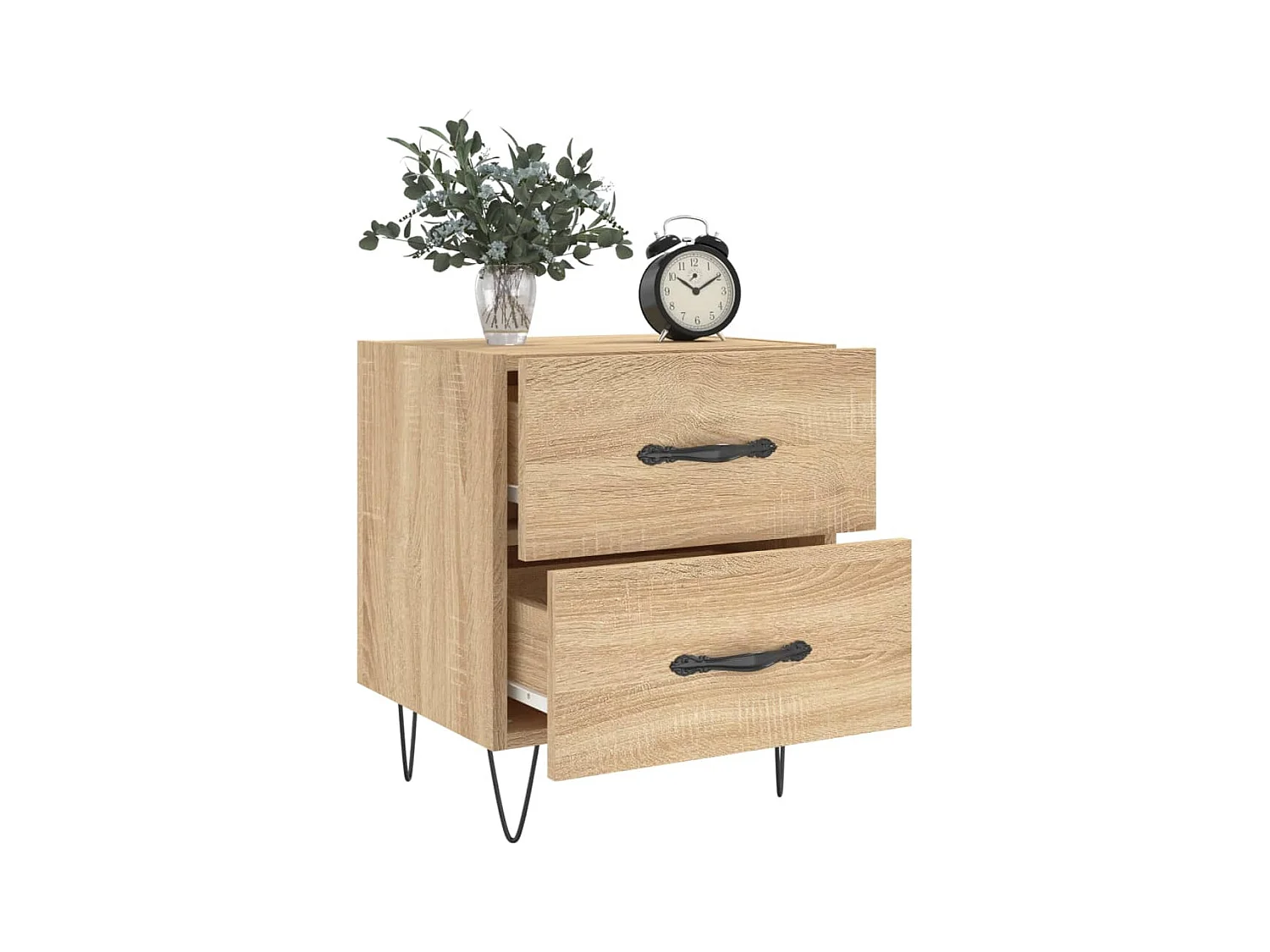 Mesita de noche | Mesilla de noche 2 uds. madera ingeniería roble Sonoma 40x35x47,5 cm