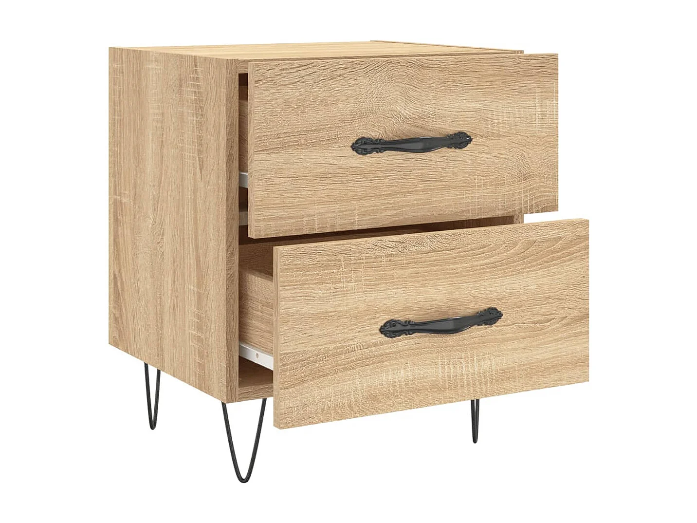 Nachttisch 2er Set-Beistelltisch-Nachttischkommode Sonoma-Eiche 40x35x47,5 cm Holzwerkstoff SHL95189