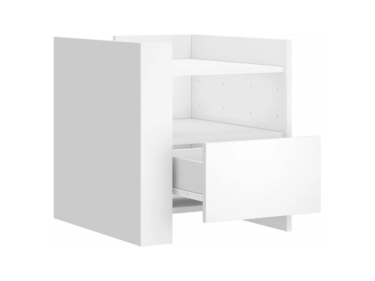 Mesita de noche | Mesilla de noche madera de ingeniería blanco 45x50x50 cm