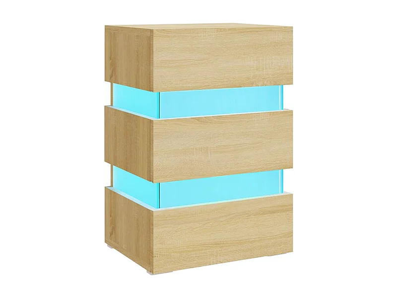 Table de chevet-Table d'appoint à LED chêne sonoma 45x35x67cm bois d'ingénierie