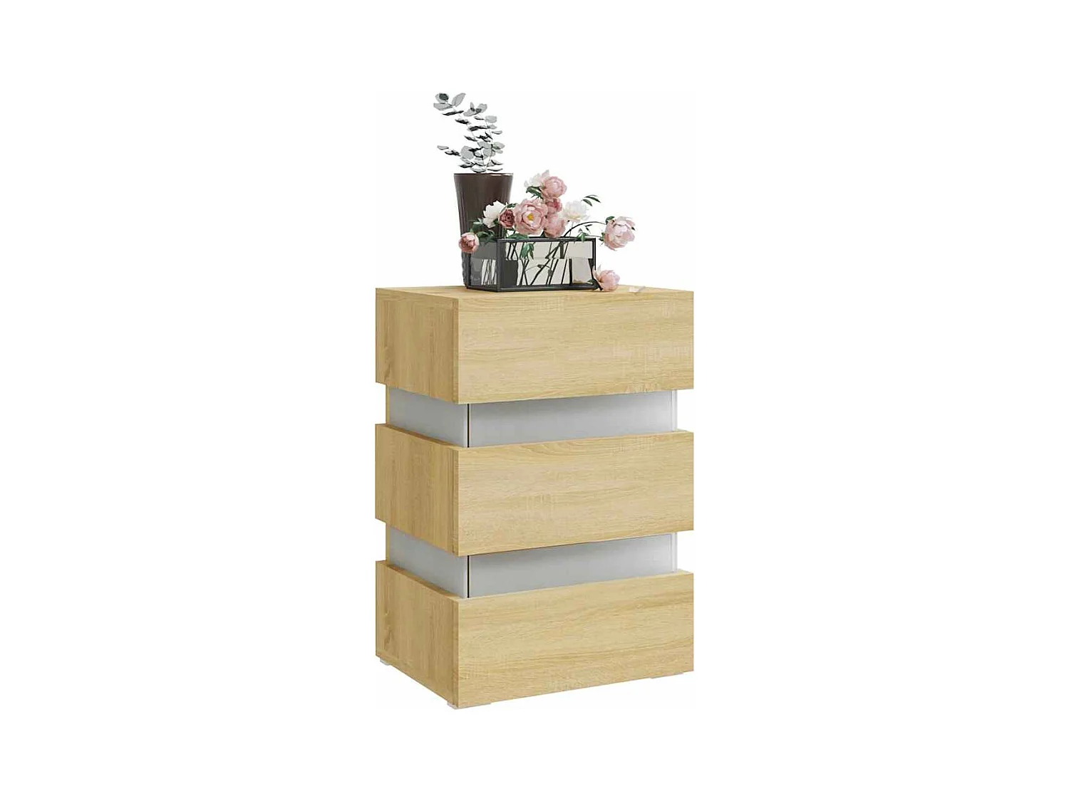 Table de chevet-Table d'appoint à LED chêne sonoma 45x35x67cm bois d'ingénierie