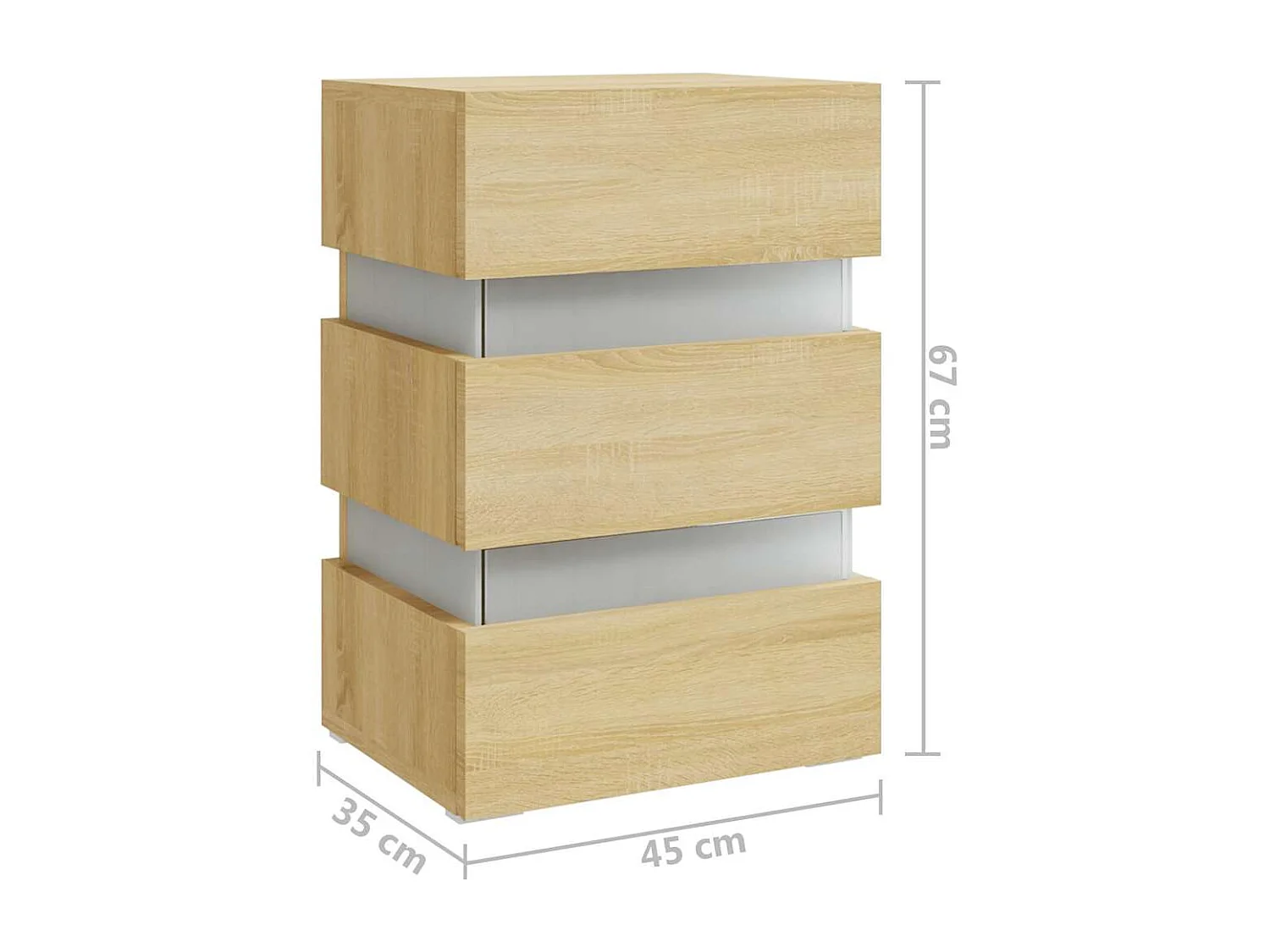 LED-Nachttisch Sonoma-Eiche 45x35x67 cm Holzwerkstoff SHL41649